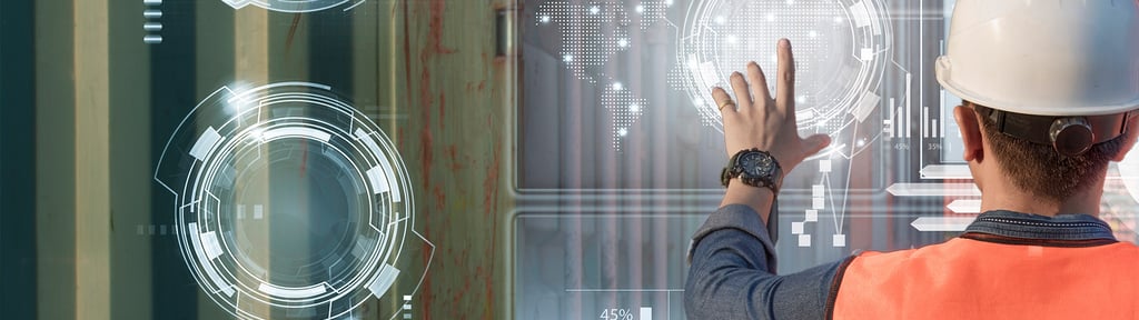 Shipyard worker with digital stats