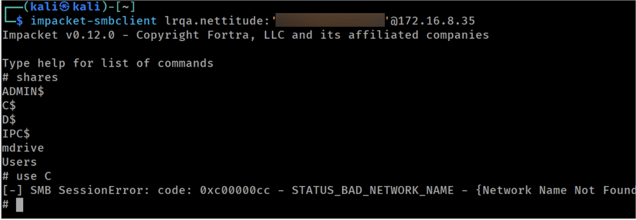 Testing account does not have access to C