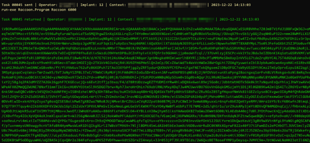 Command-line interface showing Raccoon tool in action, capturing a screenshot of a minimized application